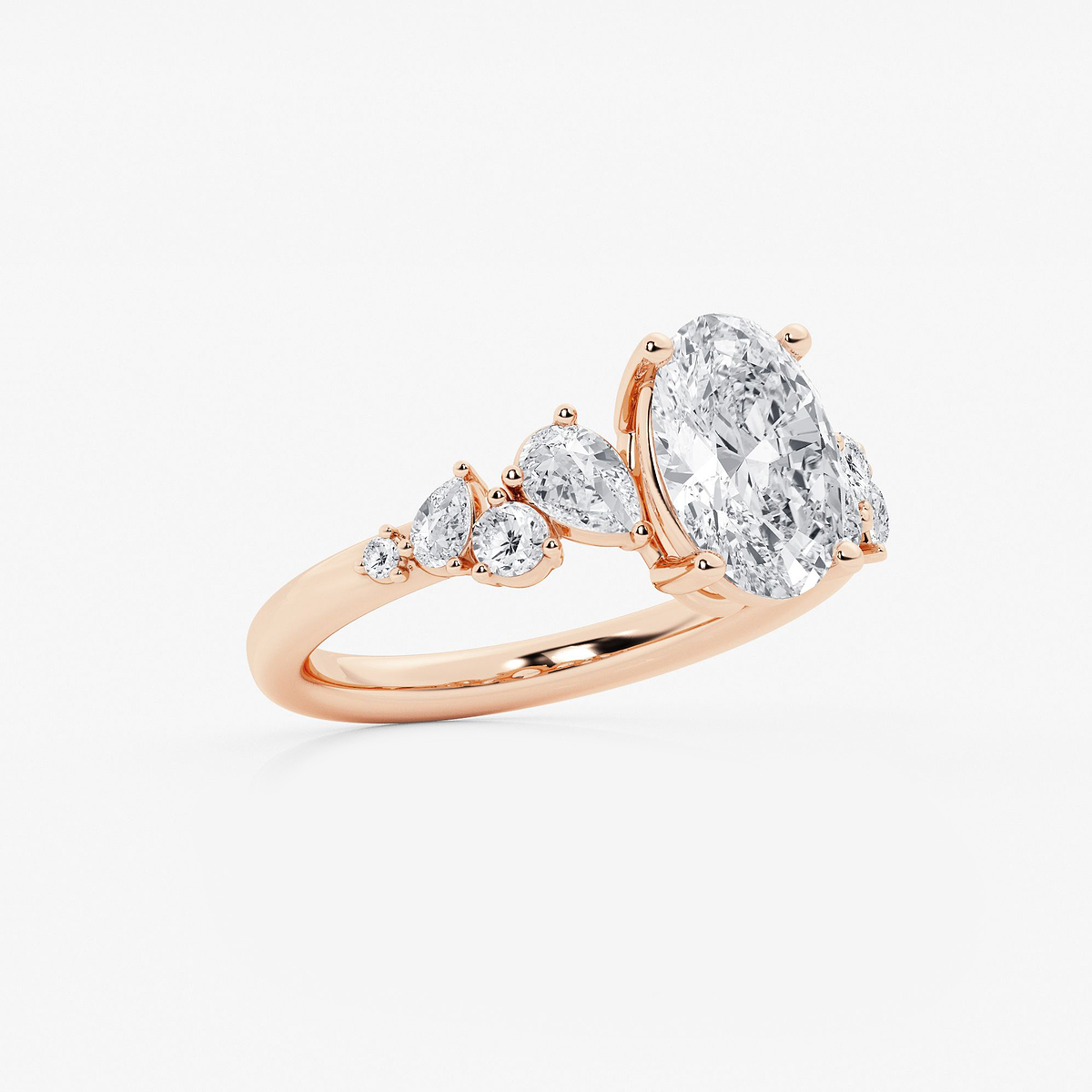 Additional Image 1 for  2 1/2 ctw Oval Lab Grown Diamond Side Stone Engagement Ring