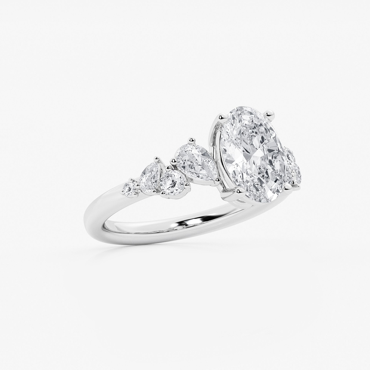 Additional Image 1 for  2 1/2 ctw Oval Lab Grown Diamond Side Stone Engagement Ring