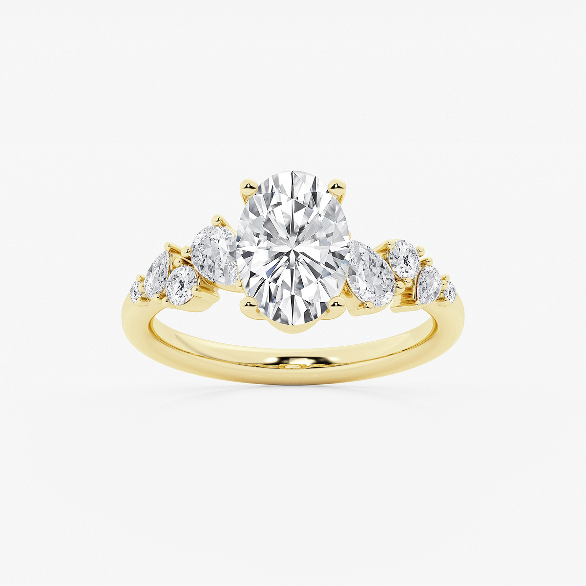 2 1/2 ctw Oval Lab Grown Diamond Side Stone Engagement Ring