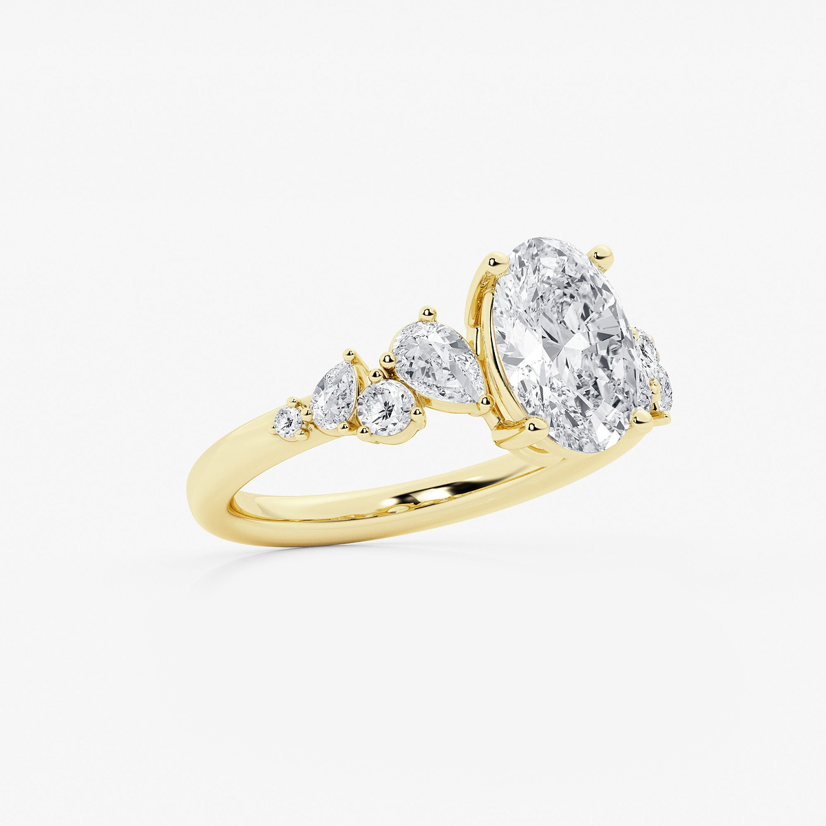 Additional Image 1 for  2 1/2 ctw Oval Lab Grown Diamond Side Stone Engagement Ring