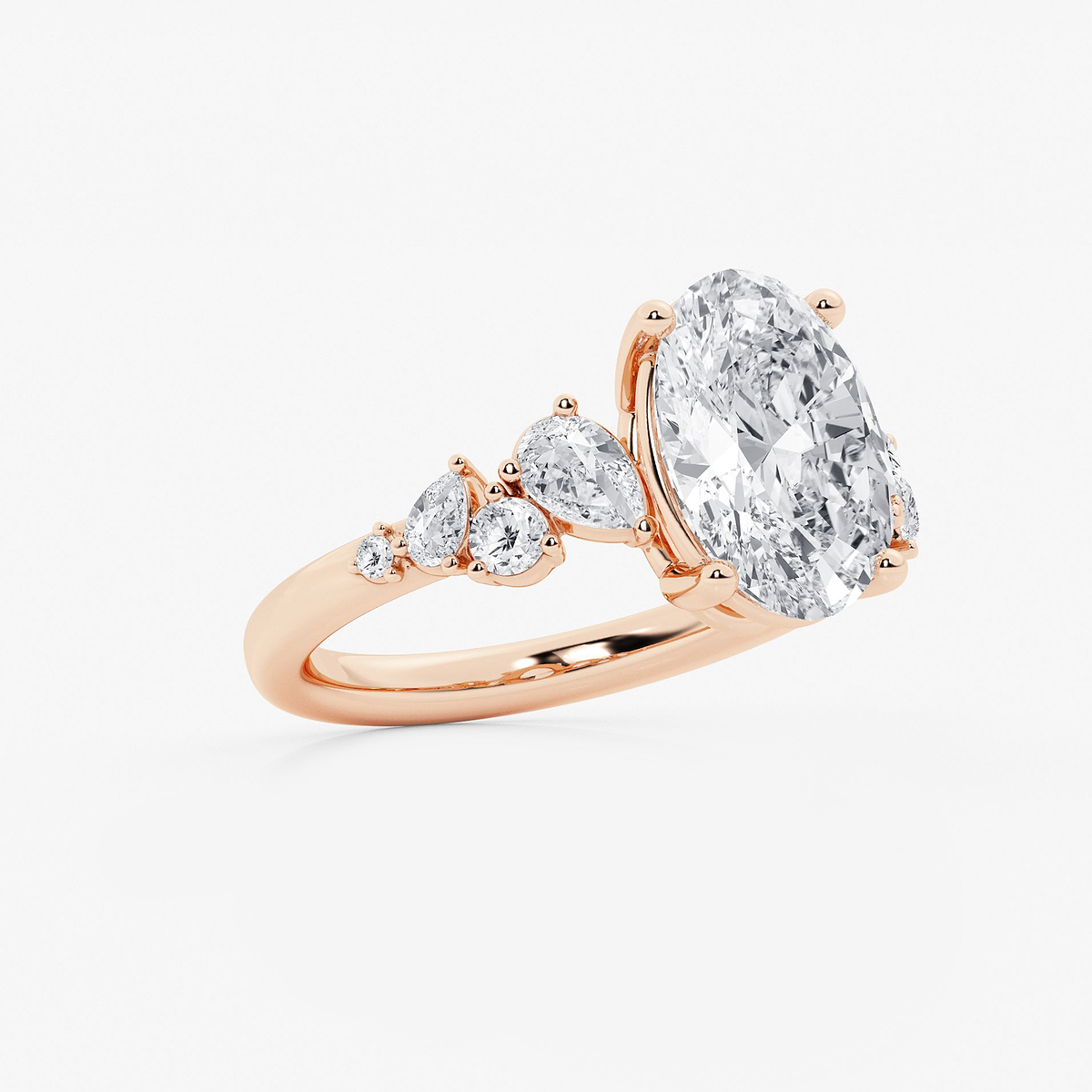 Additional Image 1 for  3 1/2 ctw Oval Lab Grown Diamond Side Stone Engagement Ring