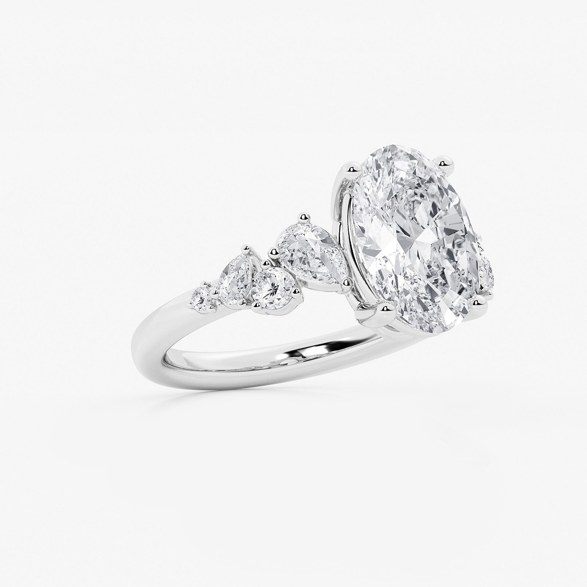 Additional Image 1 for  3 1/2 ctw Oval Lab Grown Diamond Side Stone Engagement Ring