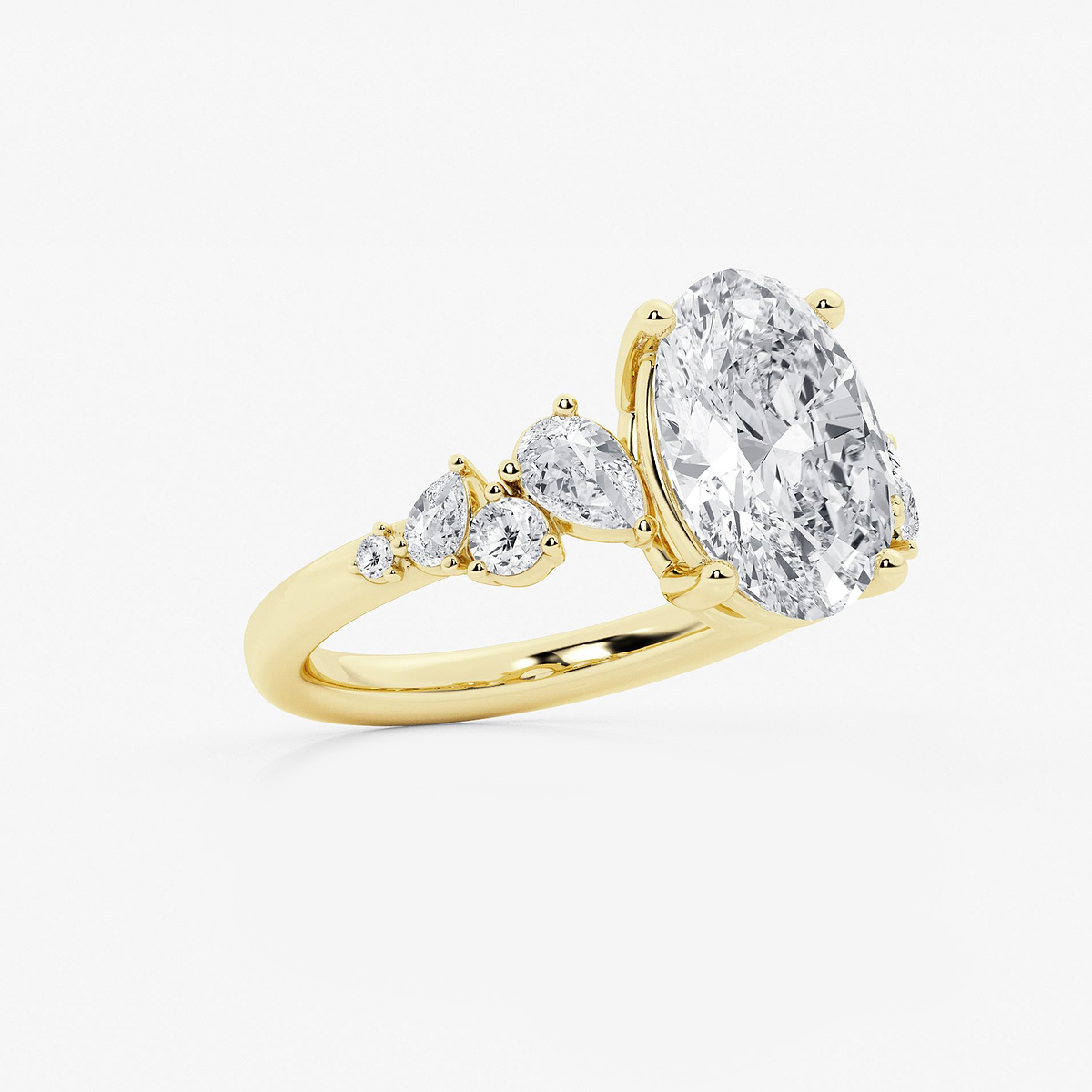 Additional Image 1 for  3 1/2 ctw Oval Lab Grown Diamond Side Stone Engagement Ring