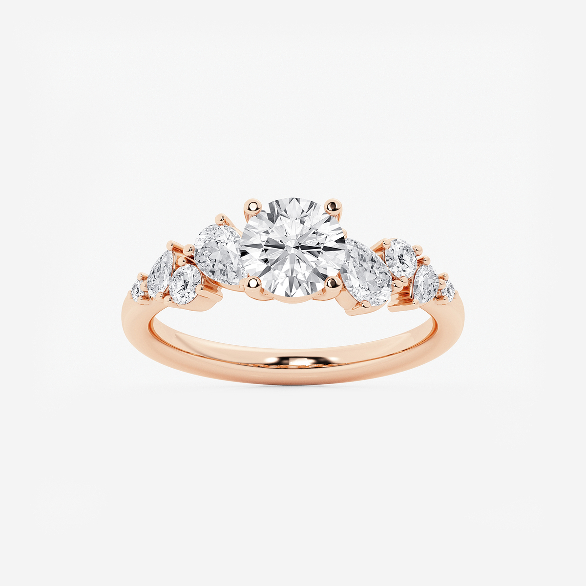 1 1/2 ctw Round Lab Grown Diamond Side Stone Engagement Ring