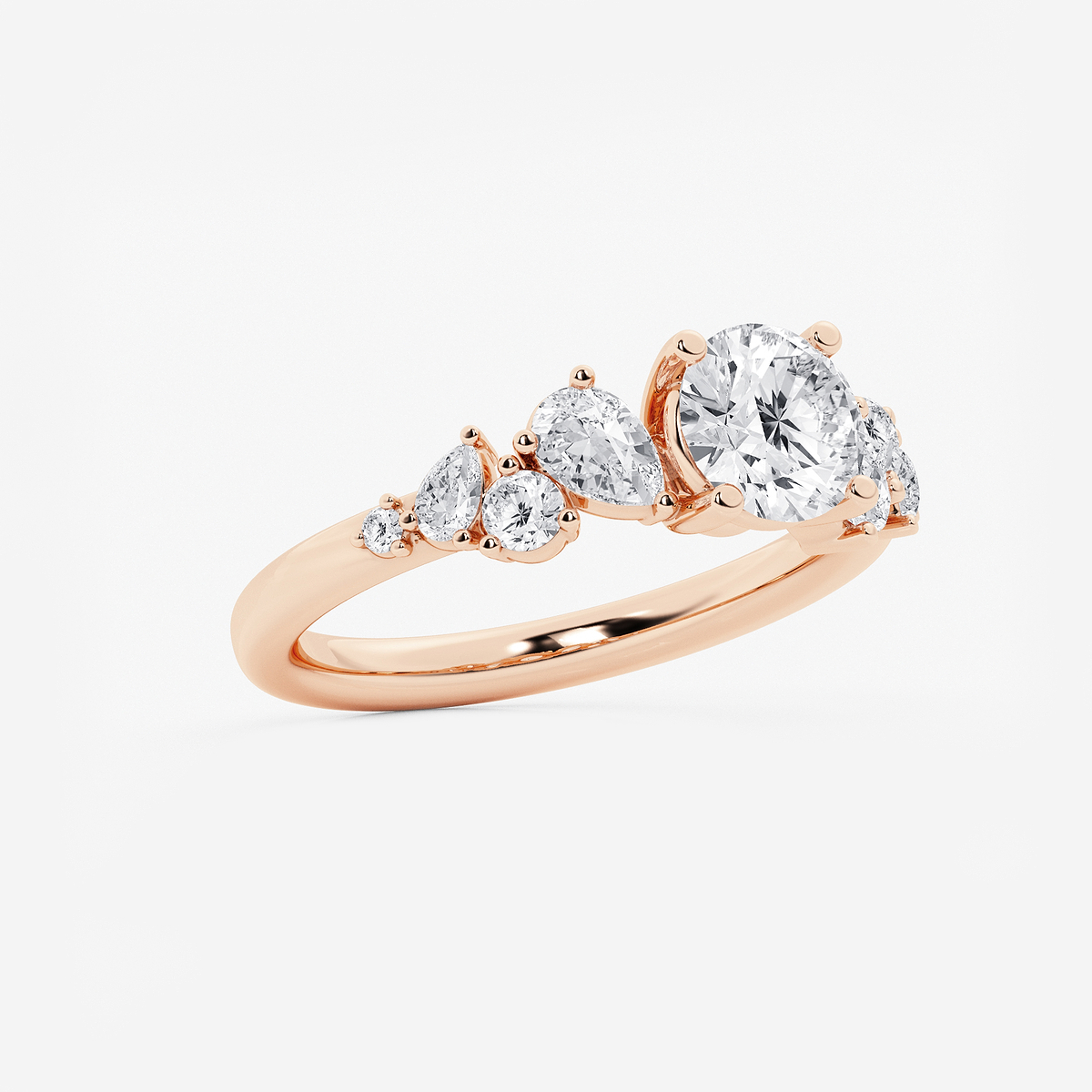 Additional Image 1 for  1 1/2 ctw Round Lab Grown Diamond Side Stone Engagement Ring