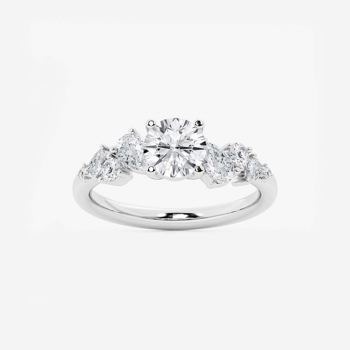 1 1/2 ctw Round Lab Grown Diamond Side Stone Engagement Ring