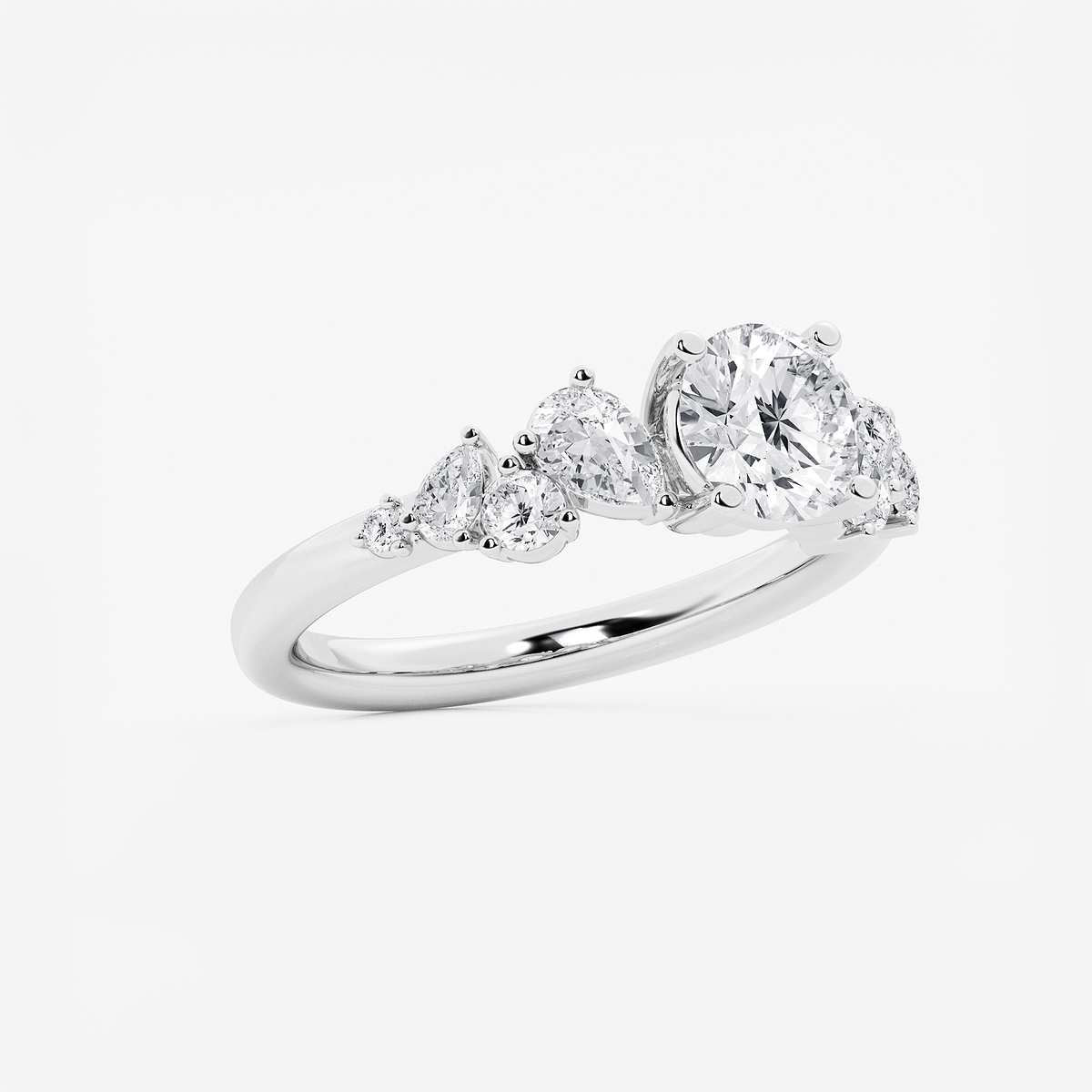Additional Image 1 for  1 1/2 ctw Round Lab Grown Diamond Side Stone Engagement Ring