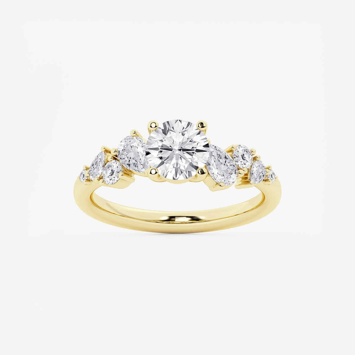 1 1/2 ctw Round Lab Grown Diamond Side Stone Engagement Ring