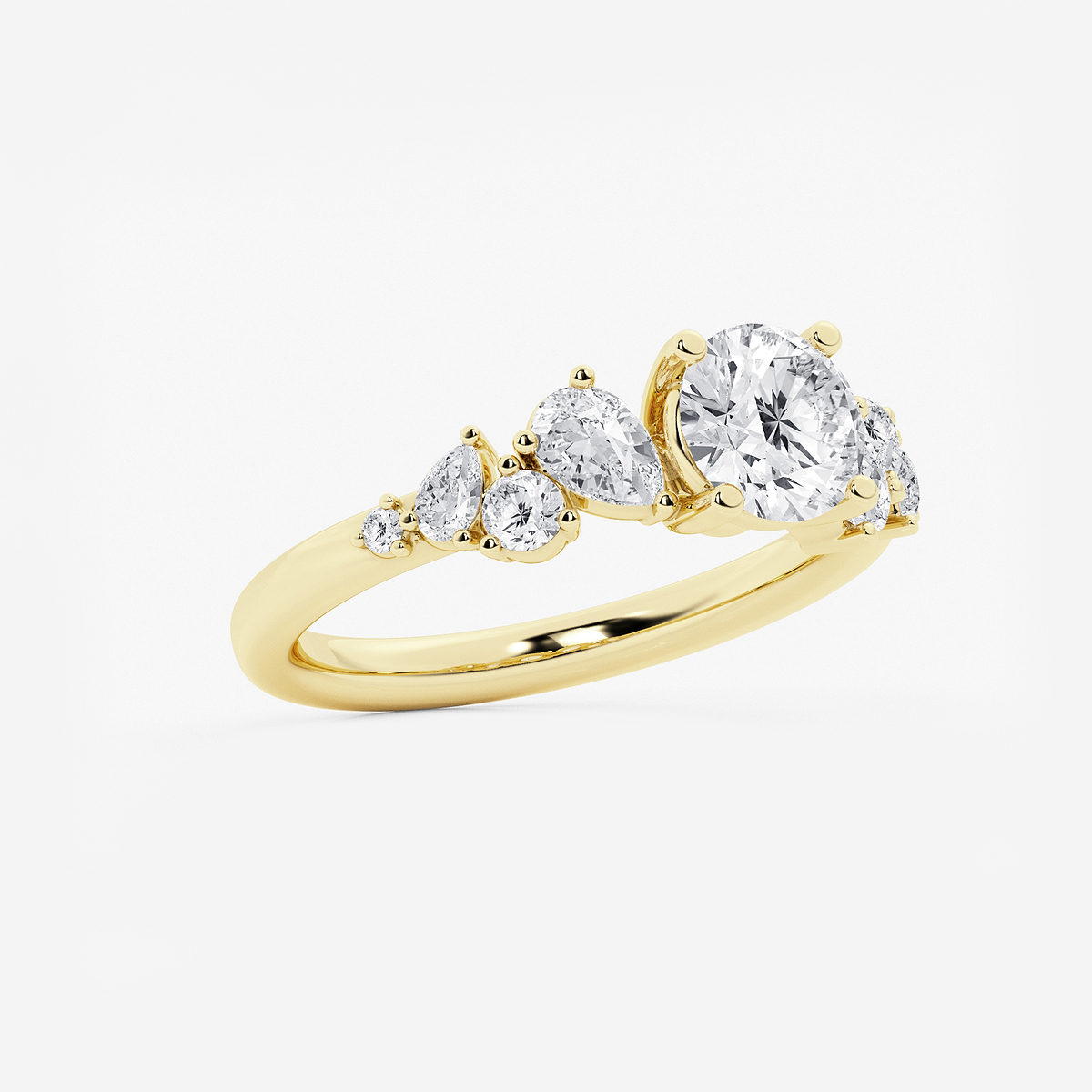 Additional Image 1 for  1 1/2 ctw Round Lab Grown Diamond Side Stone Engagement Ring