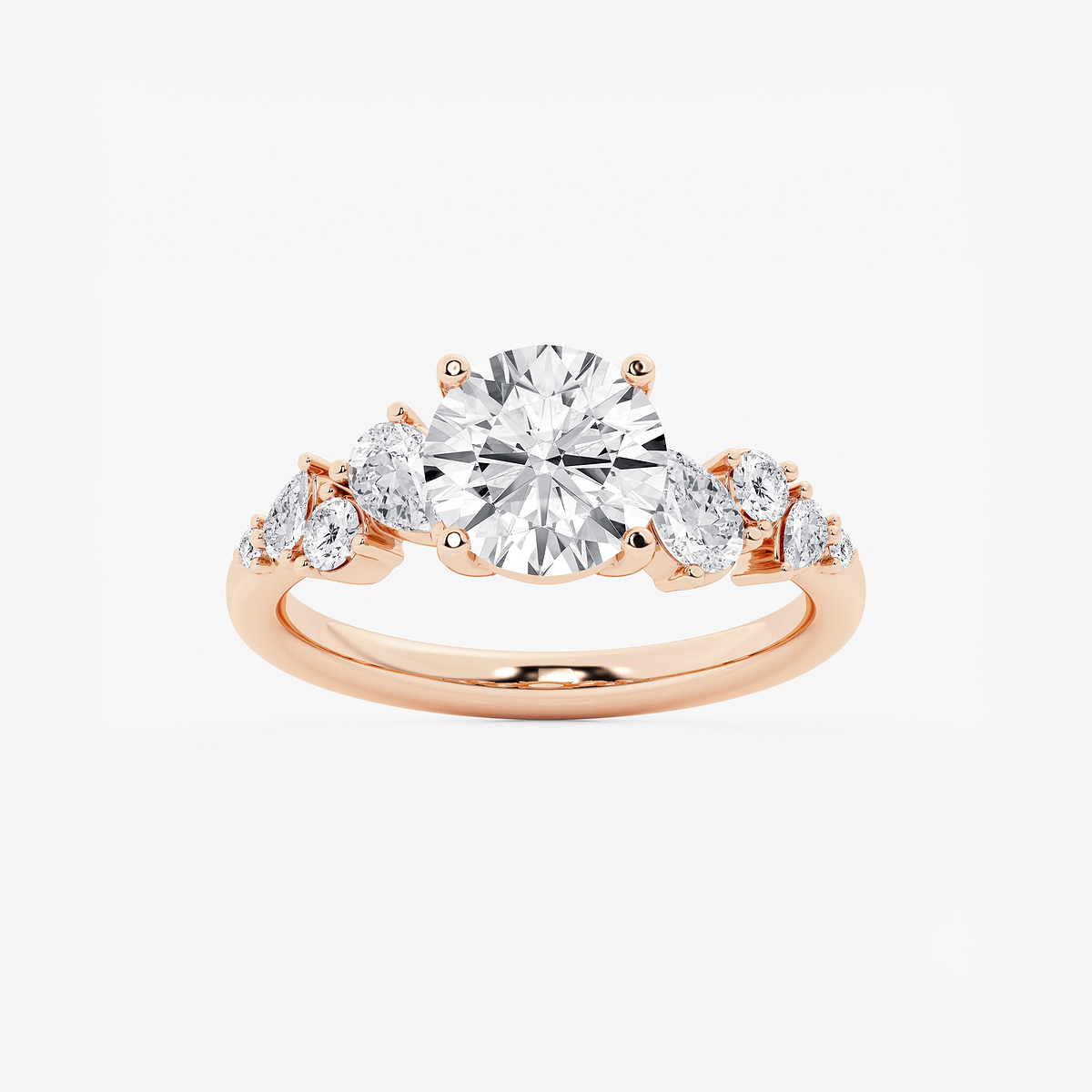 2 1/2 ctw Round Lab Grown Diamond Side Stone Engagement Ring