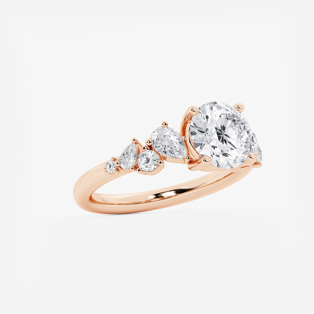 Additional Image 1 for  2 1/2 ctw Round Lab Grown Diamond Side Stone Engagement Ring