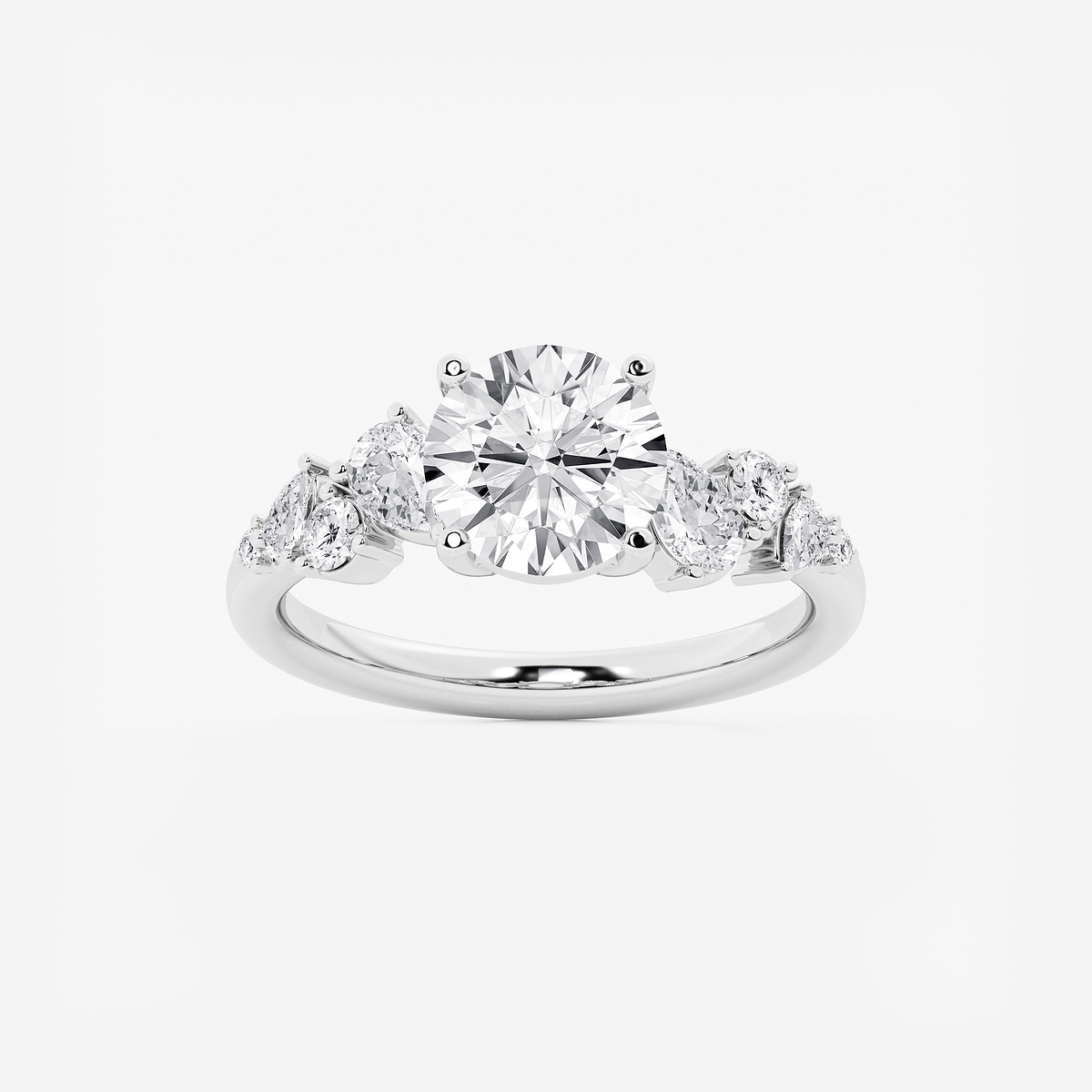 2 1/2 ctw Round Lab Grown Diamond Side Stone Engagement Ring