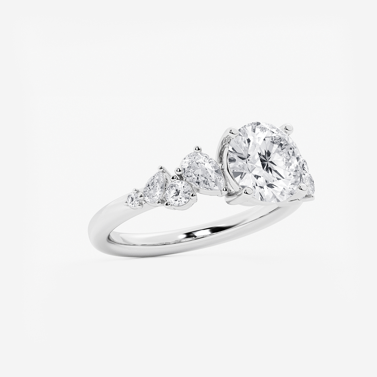 Additional Image 1 for  2 1/2 ctw Round Lab Grown Diamond Side Stone Engagement Ring