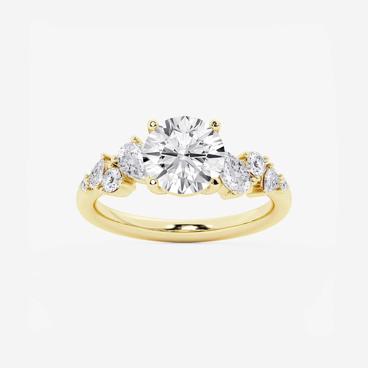 2 1/2 ctw Round Lab Grown Diamond Side Stone Engagement Ring