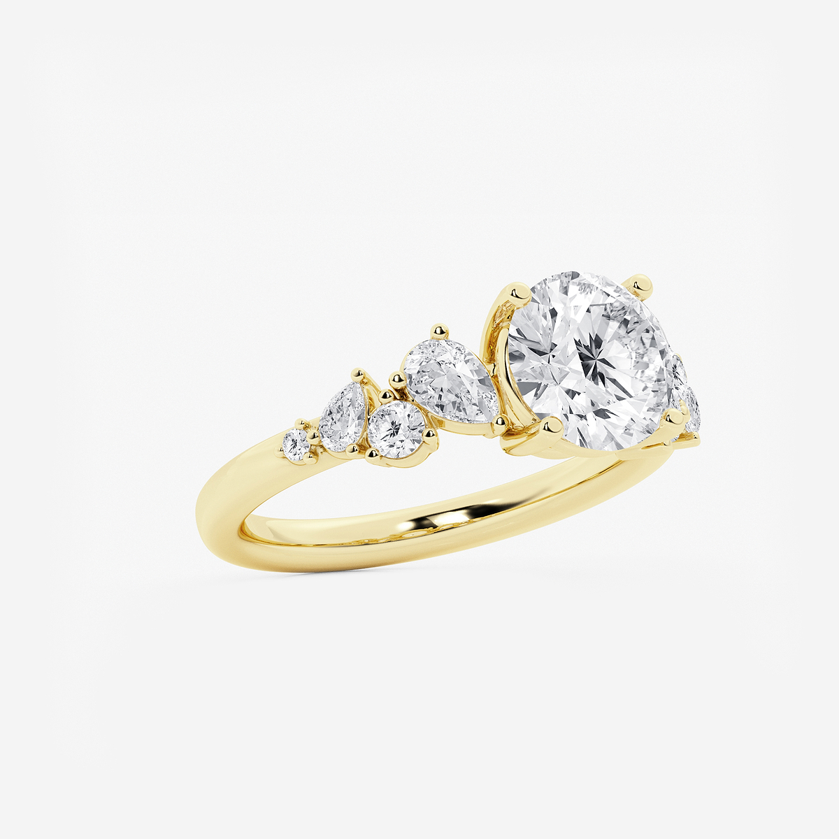 Additional Image 1 for  2 1/2 ctw Round Lab Grown Diamond Side Stone Engagement Ring