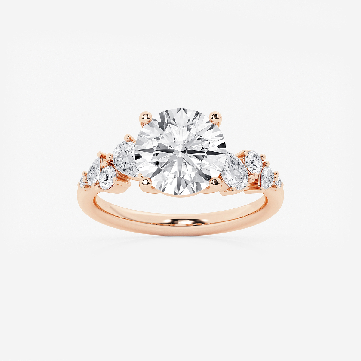 3 1/2 ctw Round Lab Grown Diamond Side Stone Engagement Ring