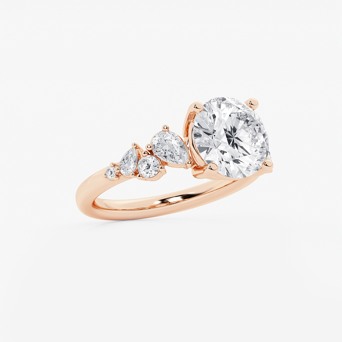 Additional Image 1 for  3 1/2 ctw Round Lab Grown Diamond Side Stone Engagement Ring