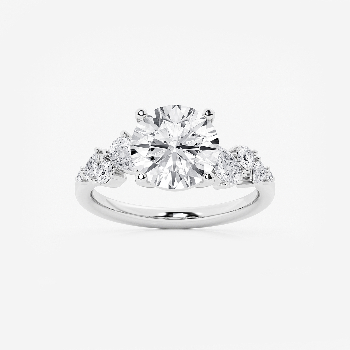 3 1/2 ctw Round Lab Grown Diamond Side Stone Engagement Ring