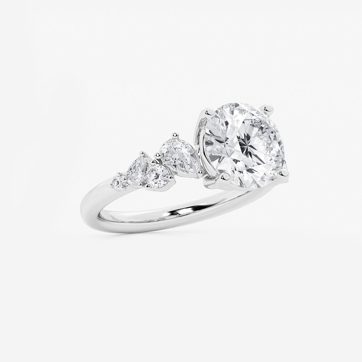 Additional Image 1 for  3 1/2 ctw Round Lab Grown Diamond Side Stone Engagement Ring