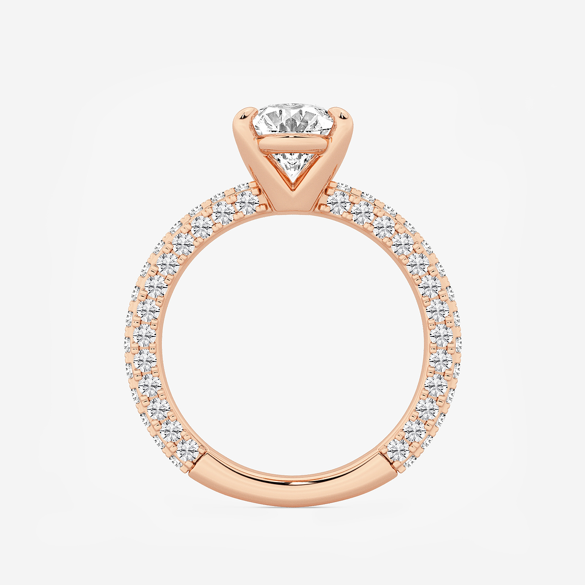 Additional Image 1 for  3 ctw Oval Lab Grown Diamond Profile Side Stone Engagement Ring