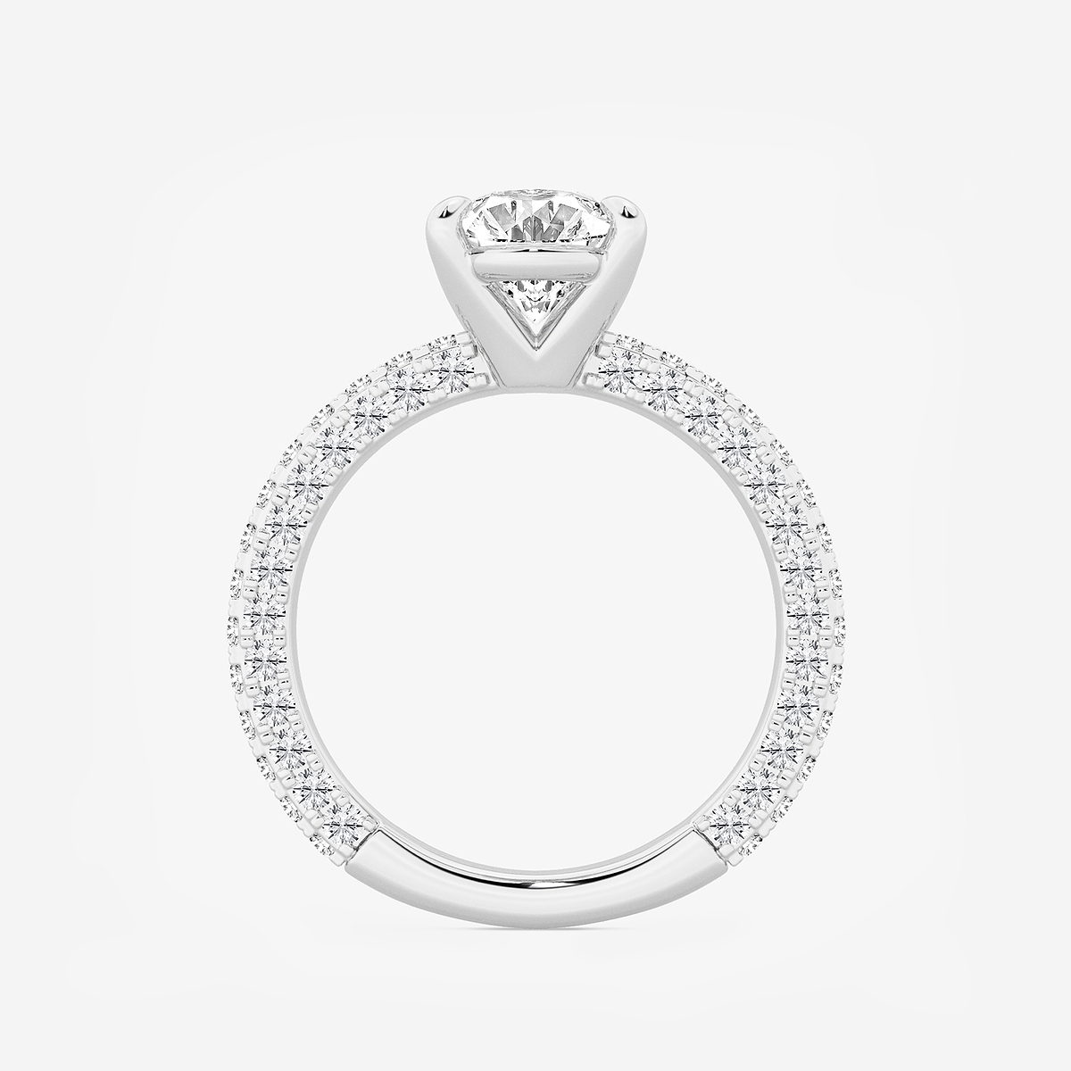 Additional Image 1 for  3 ctw Oval Lab Grown Diamond Profile Side Stone Engagement Ring