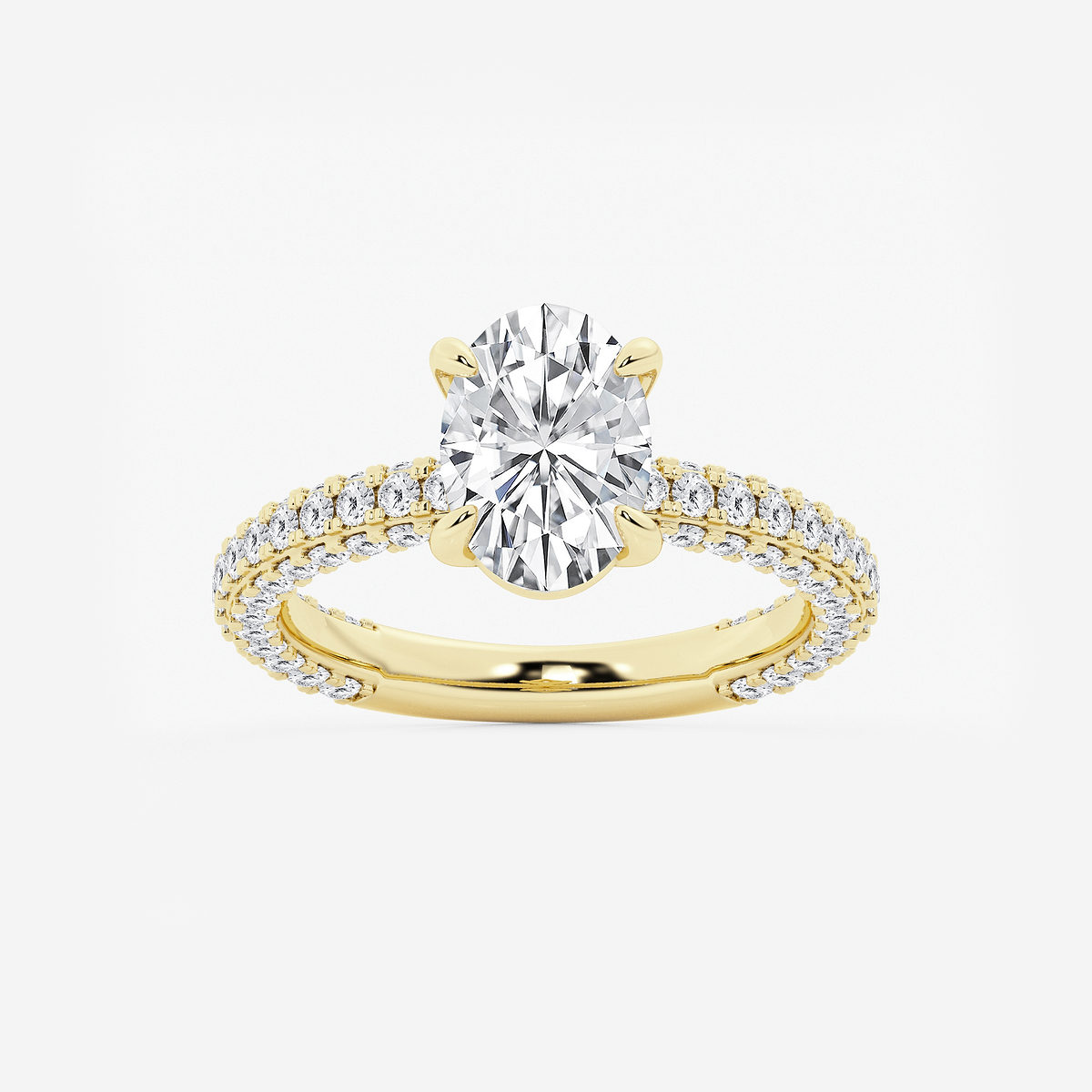3 ctw Oval Lab Grown Diamond Profile Side Stone Engagement Ring