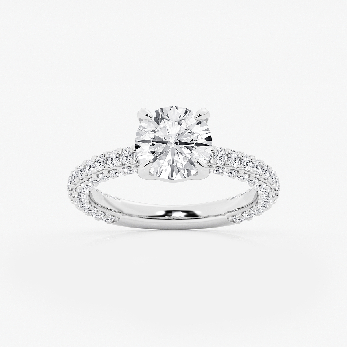 3 ctw Round Lab Grown Diamond Profile Side Stone Engagement Ring
