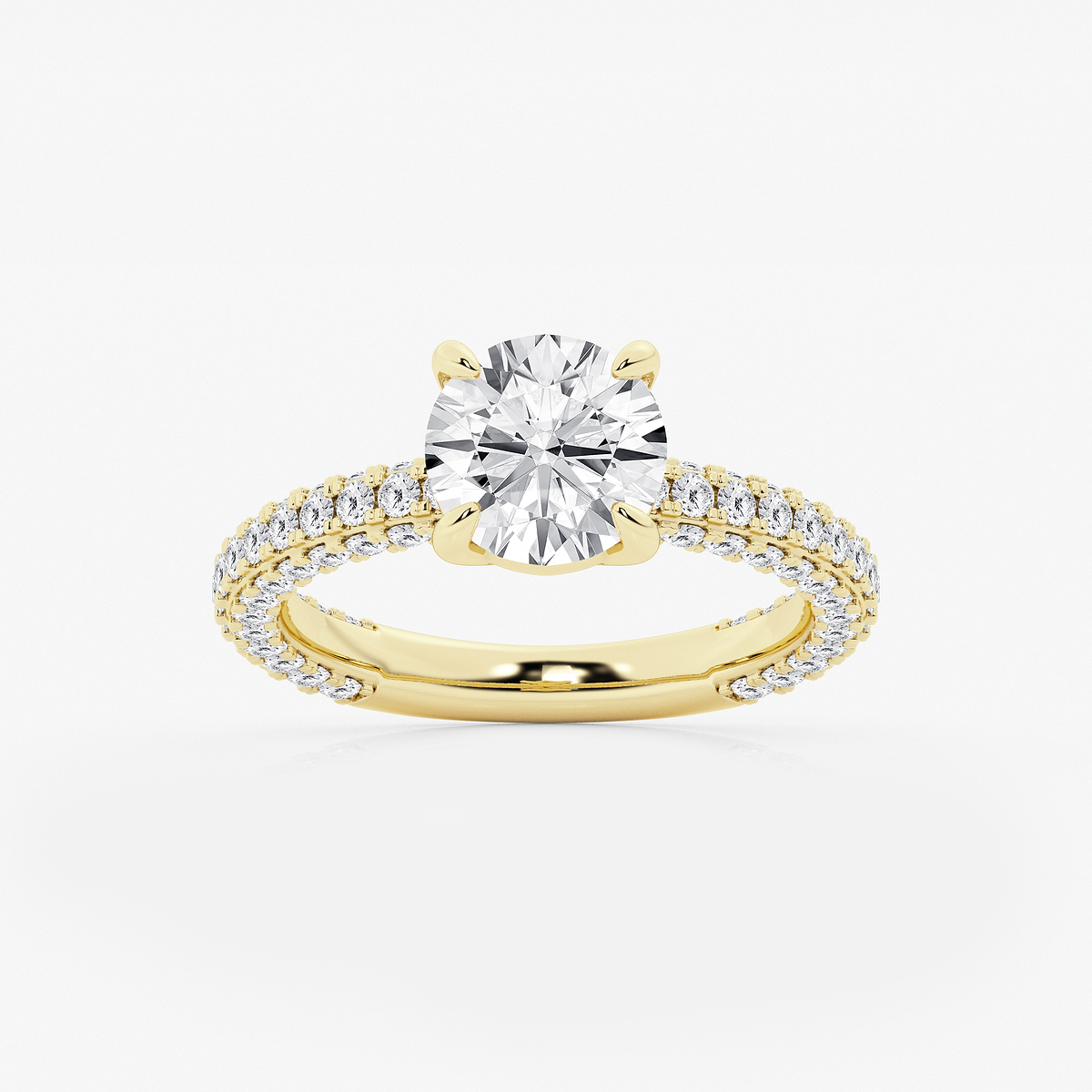 3 ctw Round Lab Grown Diamond Profile Side Stone Engagement Ring