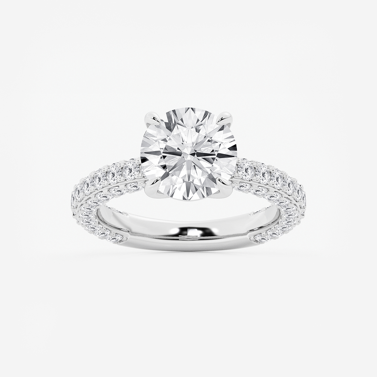 4 1/2 ctw Round Lab Grown Diamond Profile Side Stone Engagement Ring