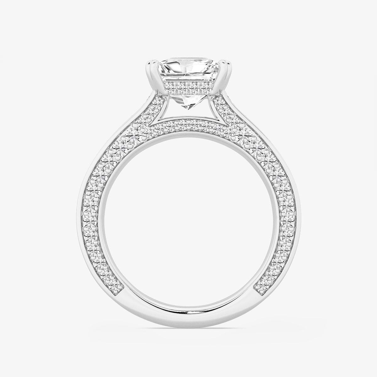 4 1/8 ctw Princess Lab Grown Diamond Pave Profile Side Stone 4 1/8 ctw Princess Lab Grown Diamond Pave Profile Side Stone