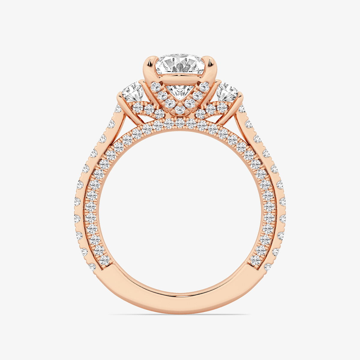 Additional Image 1 for  3 1/10 ctw Oval Lab Grown Diamond Three Stone Engagement Ring with Side Diamonds