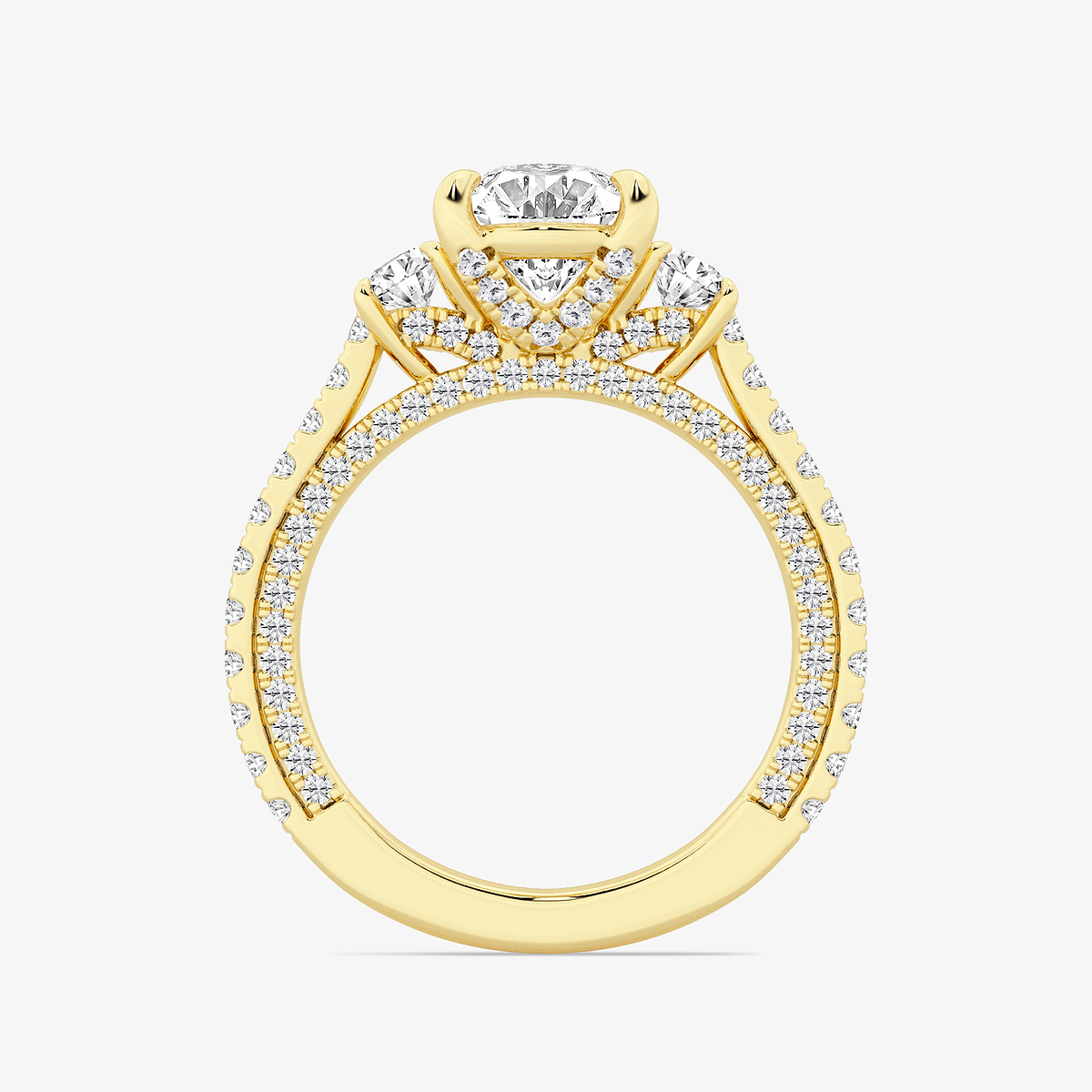 Additional Image 1 for  4 1/2 ctw Oval Lab Grown Diamond Three Stone Engagement Ring with Side Diamonds