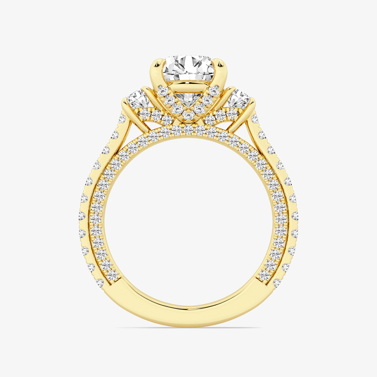 Additional Image 1 for  4 1/2 ctw Round Lab Grown Diamond Three Stone Engagement Ring with Side Diamonds