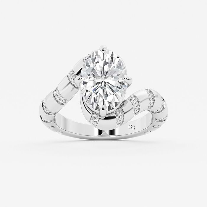 Oval Curve Bypass Striped Fashion Ring
