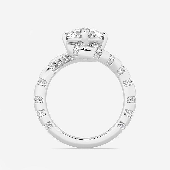 Oval Curve Bypass Striped Fashion Ring