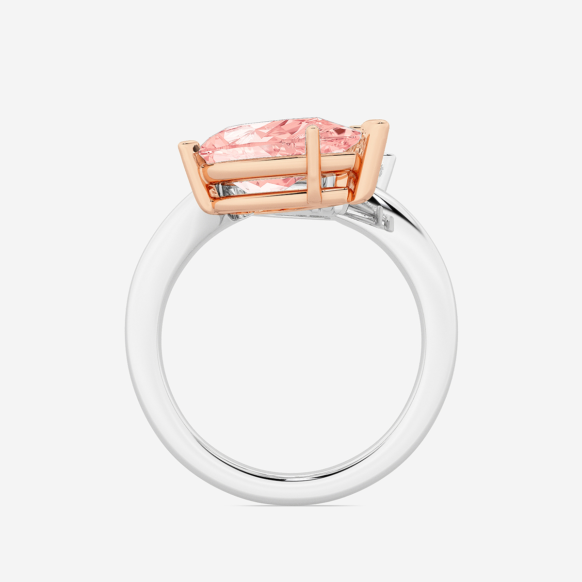 6 ctw Fancy Pink Pear Lab Grown Diamond Bypass Two Stone Engagement Ring 14K Two-Tone White & Rose Gold