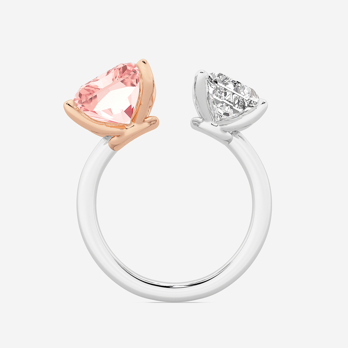 Additional Image 1 for  9 ctw Fancy Pink Radiant Lab Grown Diamond Open Two Stone Engagement Ring