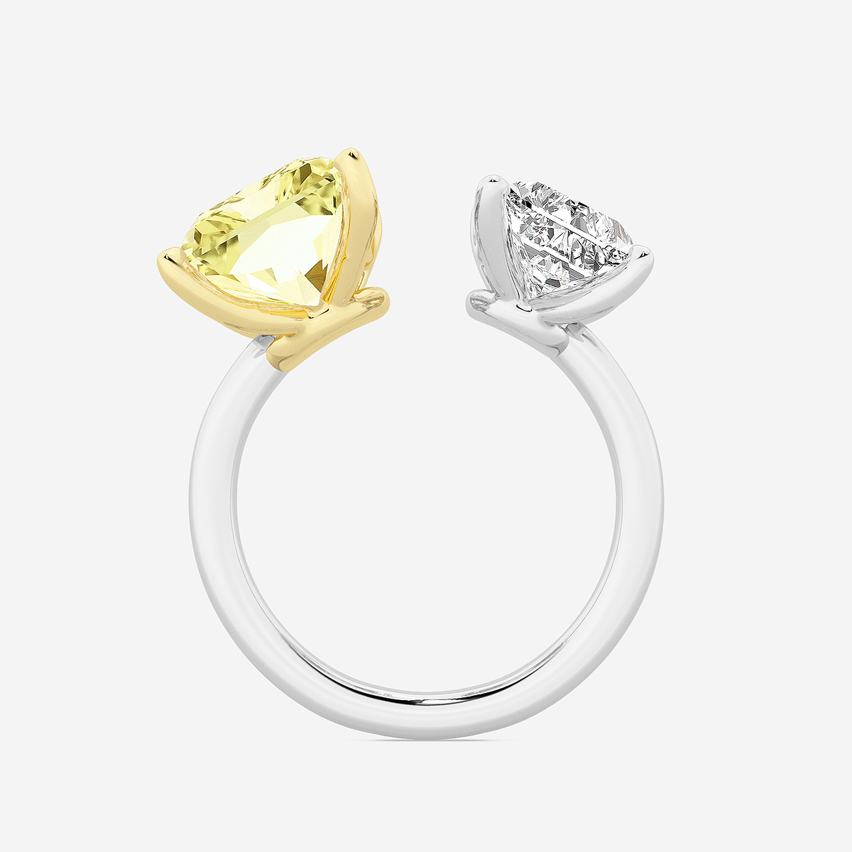 Additional Image 1 for  9 ctw Fancy Yellow Radiant Lab Grown Diamond Open Two Stone Engagement Ring
