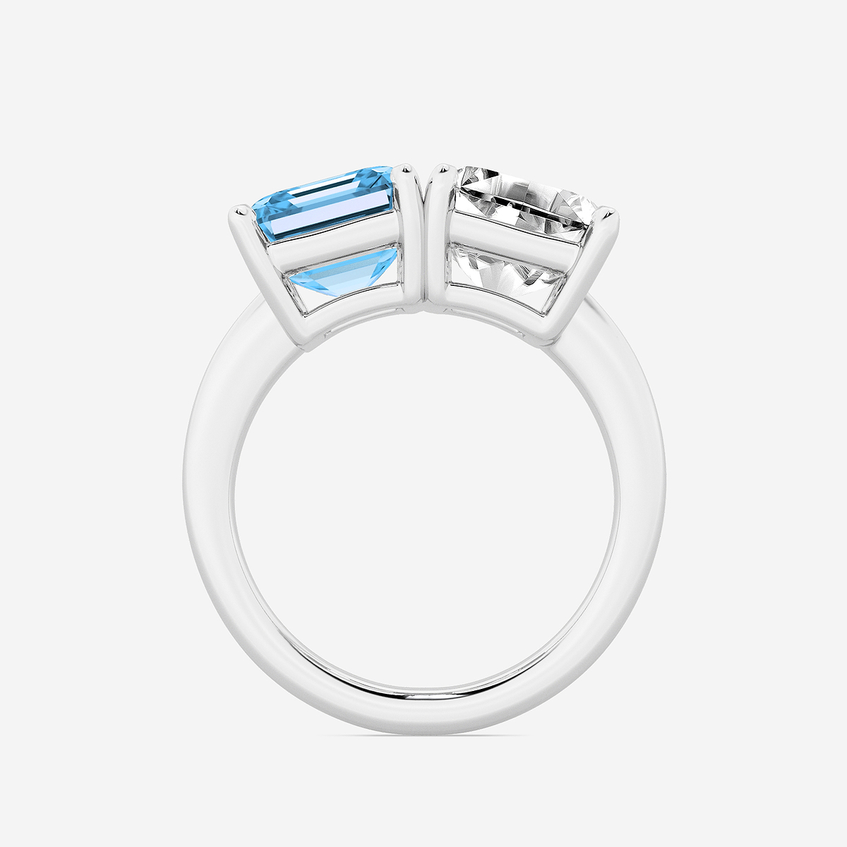 Additional Image 1 for  8 ctw Fancy Blue Asscher Lab Grown Diamond Side by Side Two Stone Engagement Ring