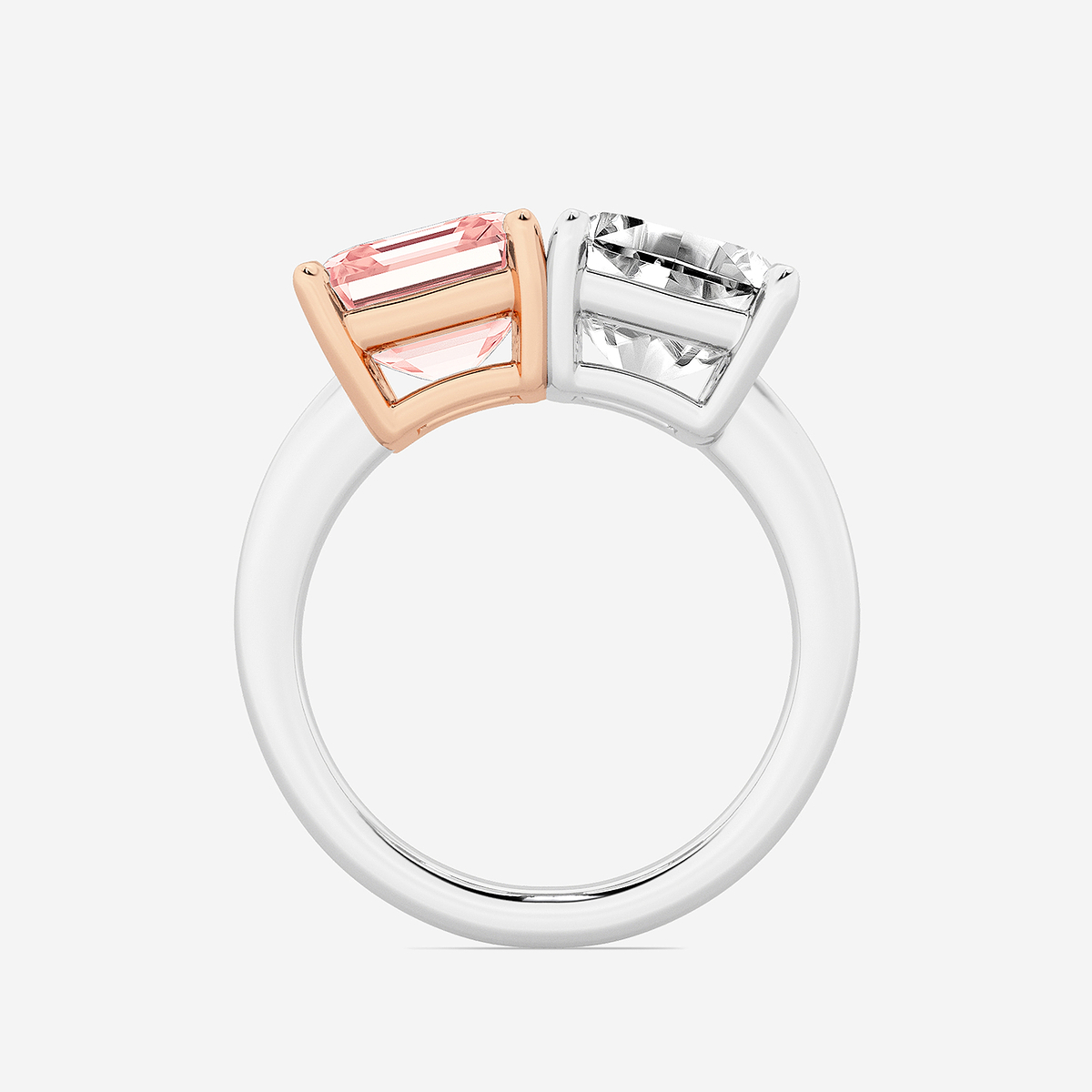 Additional Image 1 for  8 ctw Fancy Pink Asscher Lab Grown Diamond Side by Side Two Stone Engagement Ring