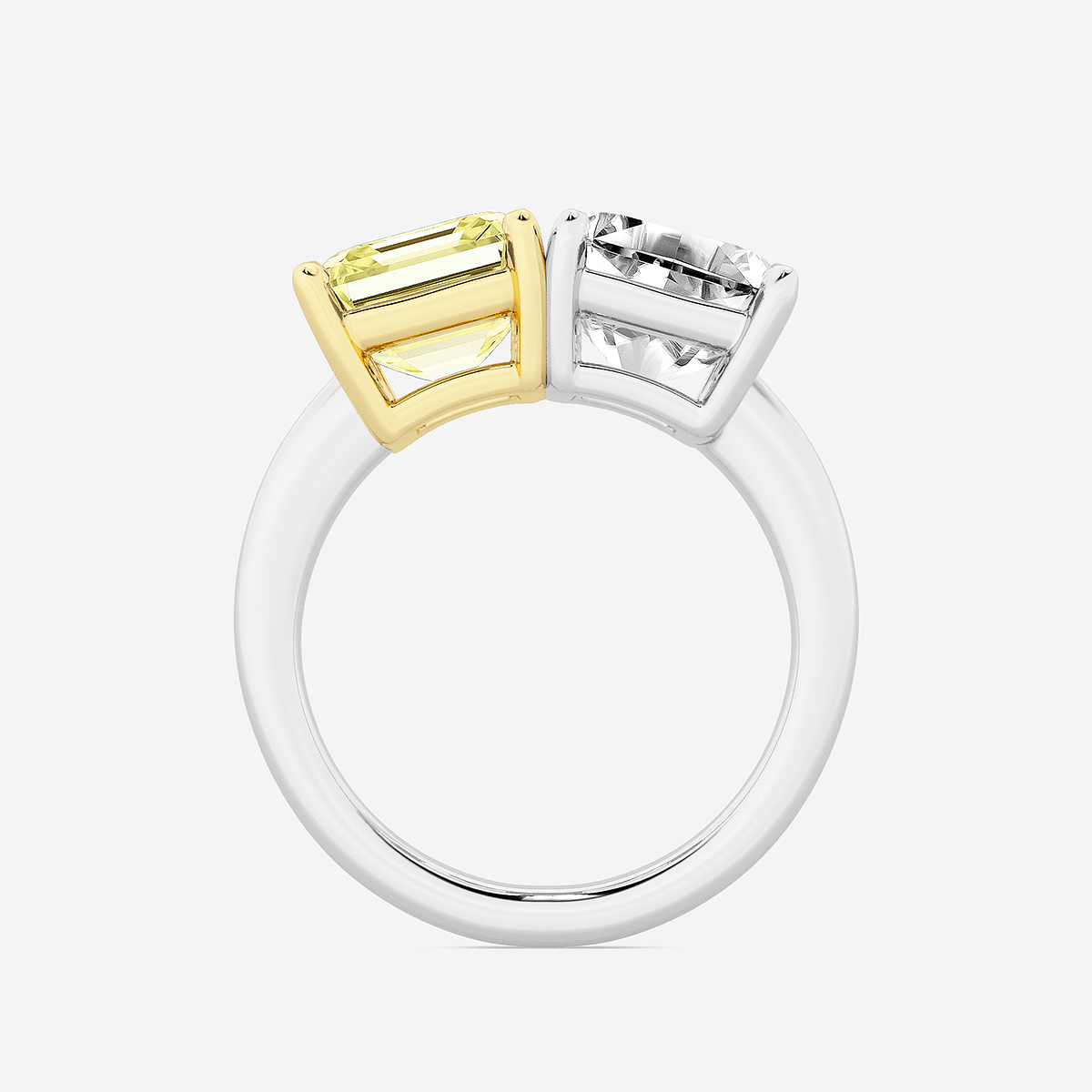 Additional Image 1 for  8 ctw Fancy Yellow Asscher Lab Grown Diamond Side by Side Two Stone Engagement Ring