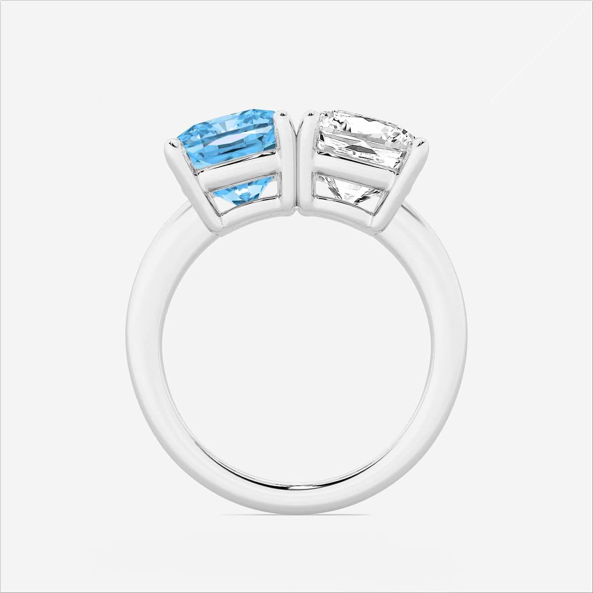 Additional Image 1 for  6 ctw Fancy Blue Cushion Lab Grown Diamond Side by Side Two Stone Engagement Ring