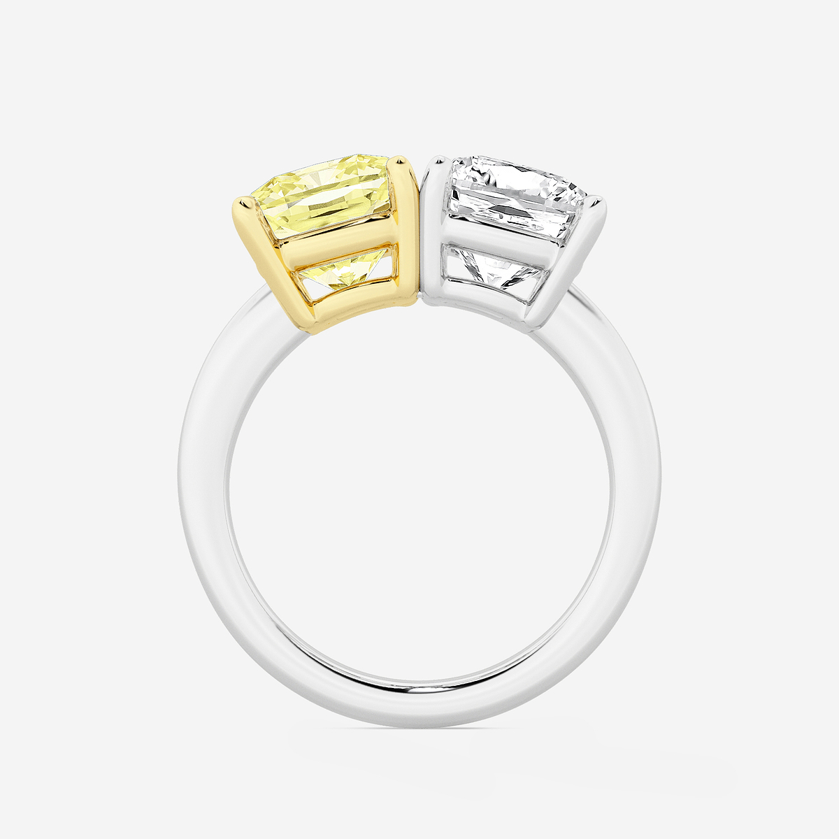 Additional Image 1 for  6 ctw Fancy Yellow Cushion Lab Grown Diamond Side by Side Two Stone Engagement Ring