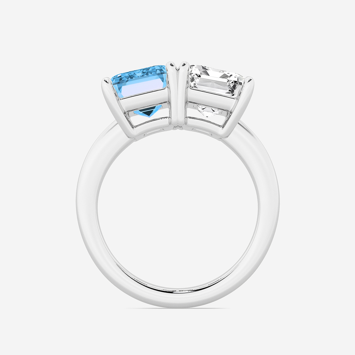 Additional Image 1 for  8 ctw Fancy Blue Emerald Lab Grown Diamond Side by Side Two Stone Engagement Ring