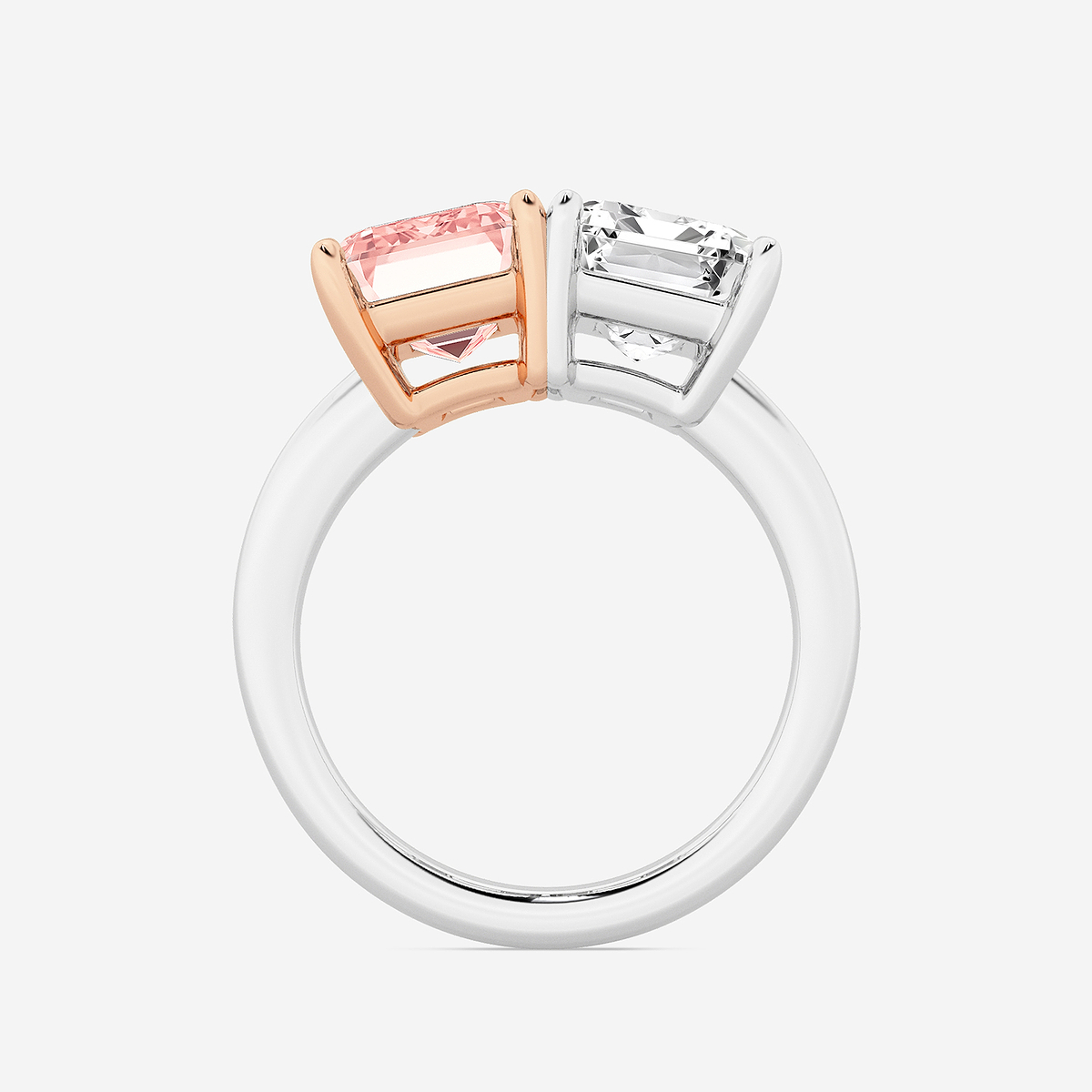 Additional Image 1 for  8 ctw Fancy Pink Emerald Lab Grown Diamond Side by Side Two Stone Engagement Ring