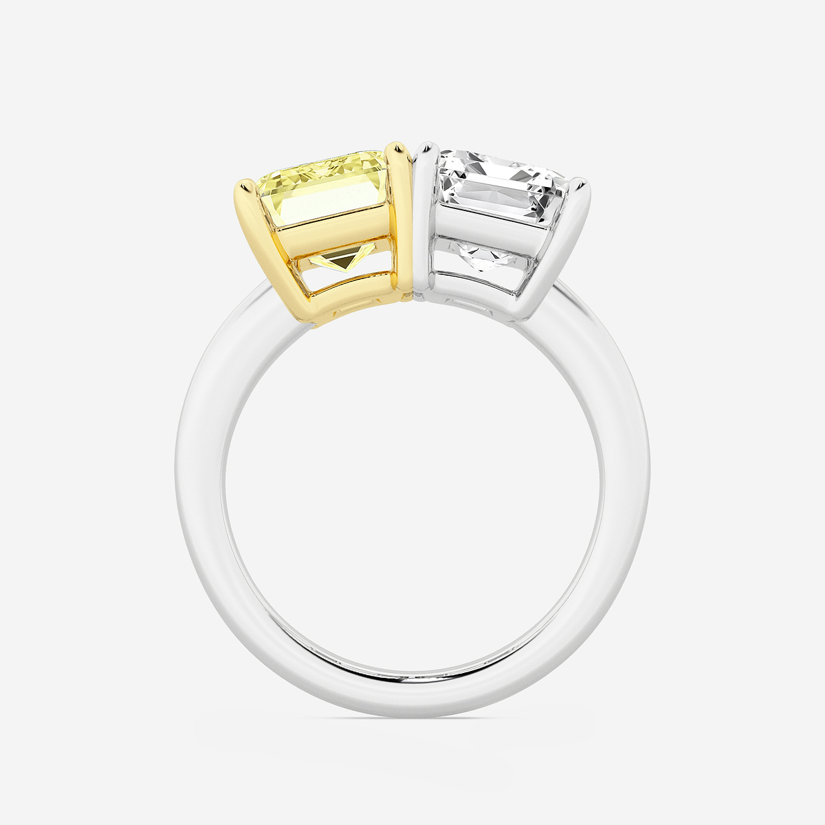 Additional Image 1 for  8 ctw Fancy Yellow Emerald Lab Grown Diamond Side by Side Two Stone Engagement Ring
