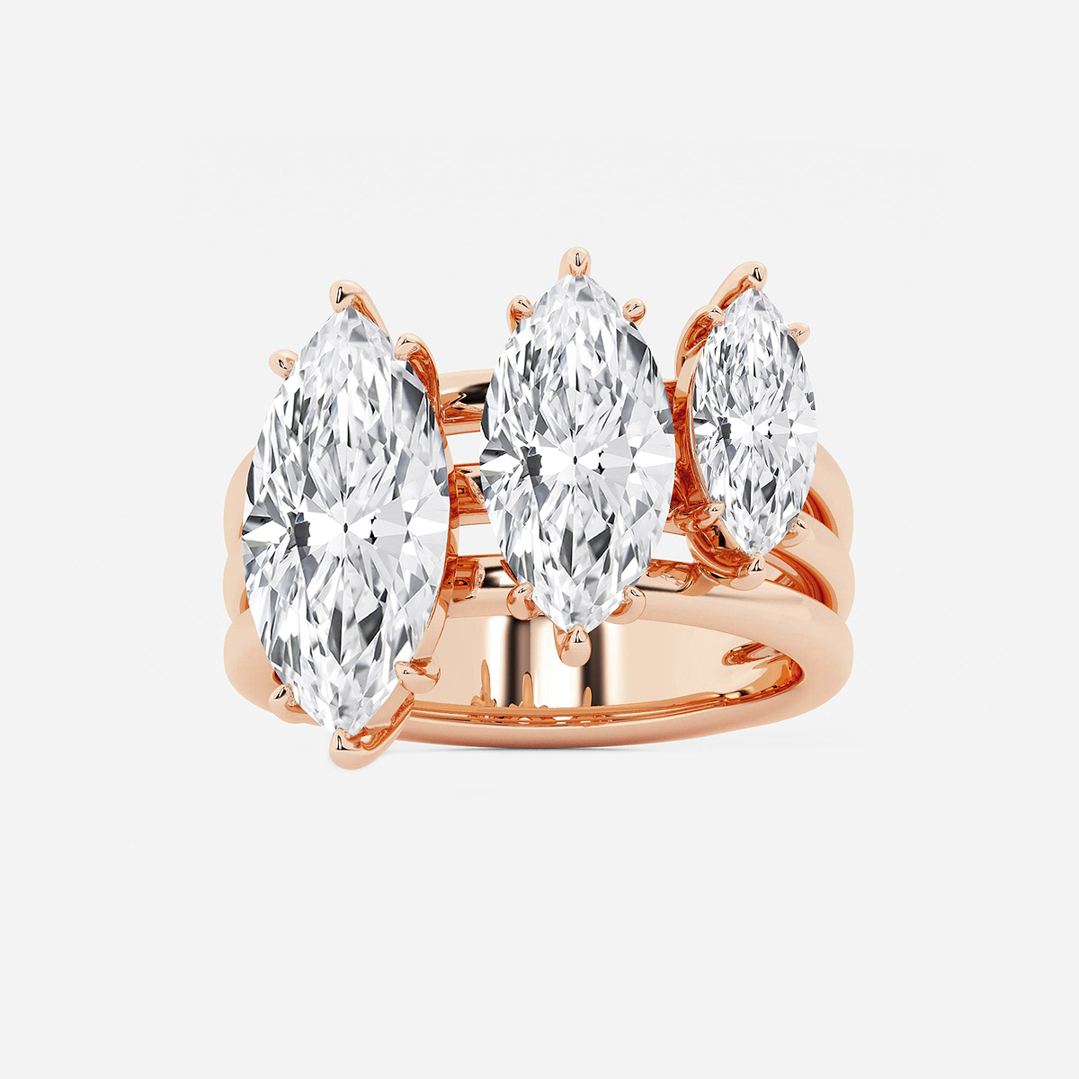 7 1/2 ctw Marquise Lab Grown Diamond Graduated Three Stone Ring