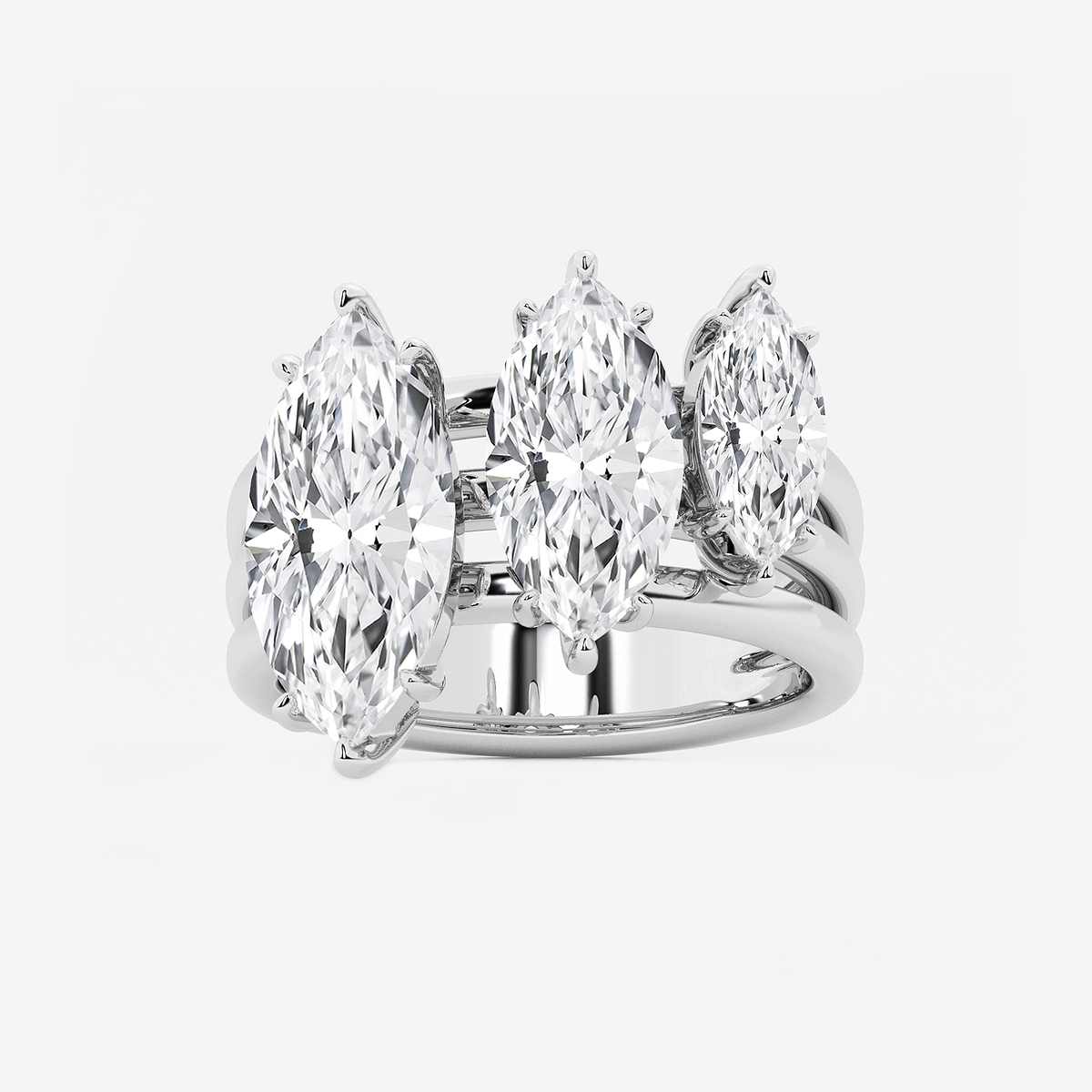 7 1/2 ctw Marquise Lab Grown Diamond Graduated Three Stone Ring