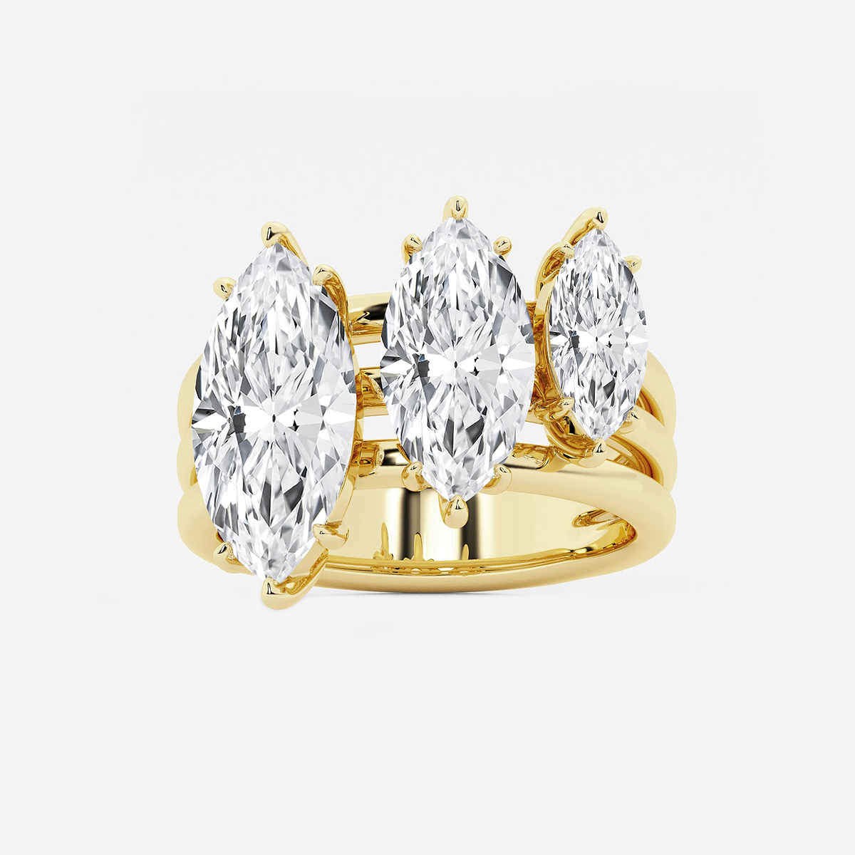7 1/2 ctw Marquise Lab Grown Diamond Graduated Three Stone Ring