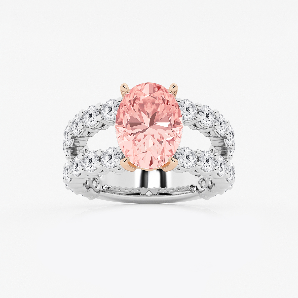 ꕤclara* Clara 8 ctw Fancy Pink Oval Lab Grown Diamond Double Band
